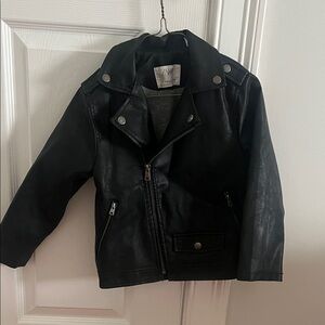 Zara Kids Black Faux Leather Moto Jacket